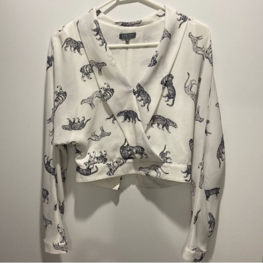NWT Sheike Tiger Print Crop Blouse Top
